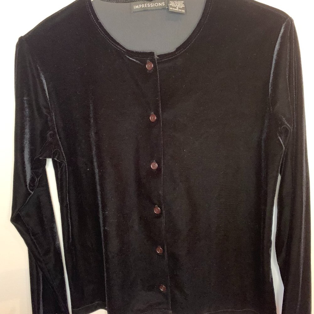 Velvet Black Long Sleeve Shirt